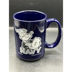 VTG NAVY Popeye The Sailor Man Sailorman Blue Ceramic‎ Coffee Mug Cup 2011